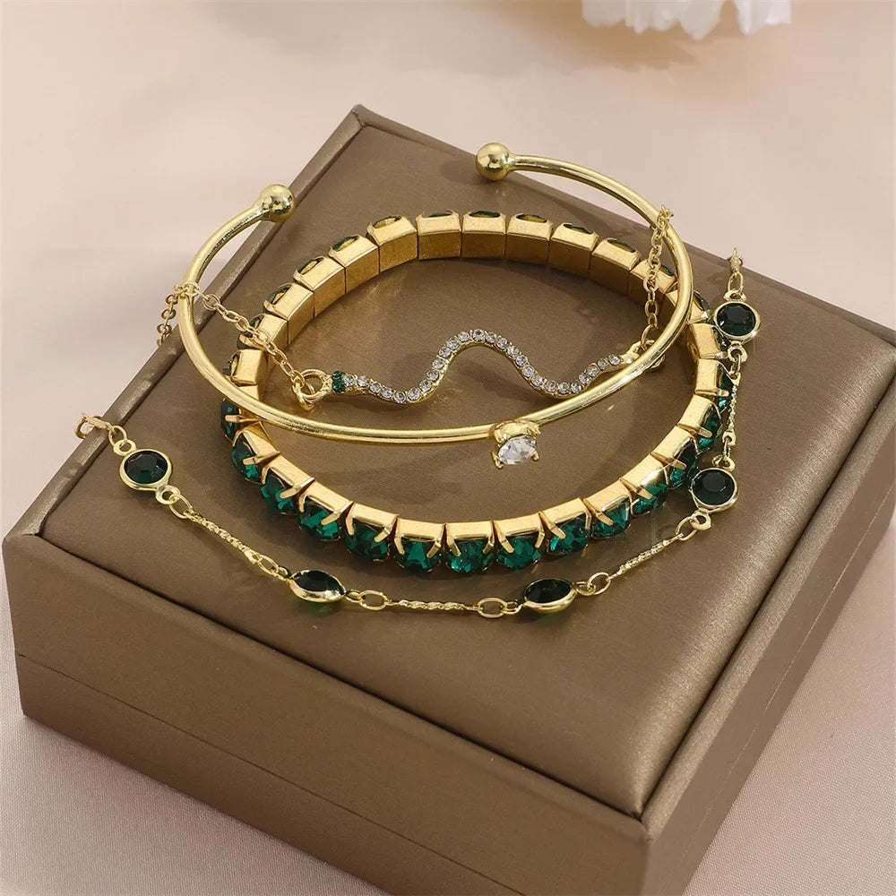 Snake Green Gemstone Bangle
