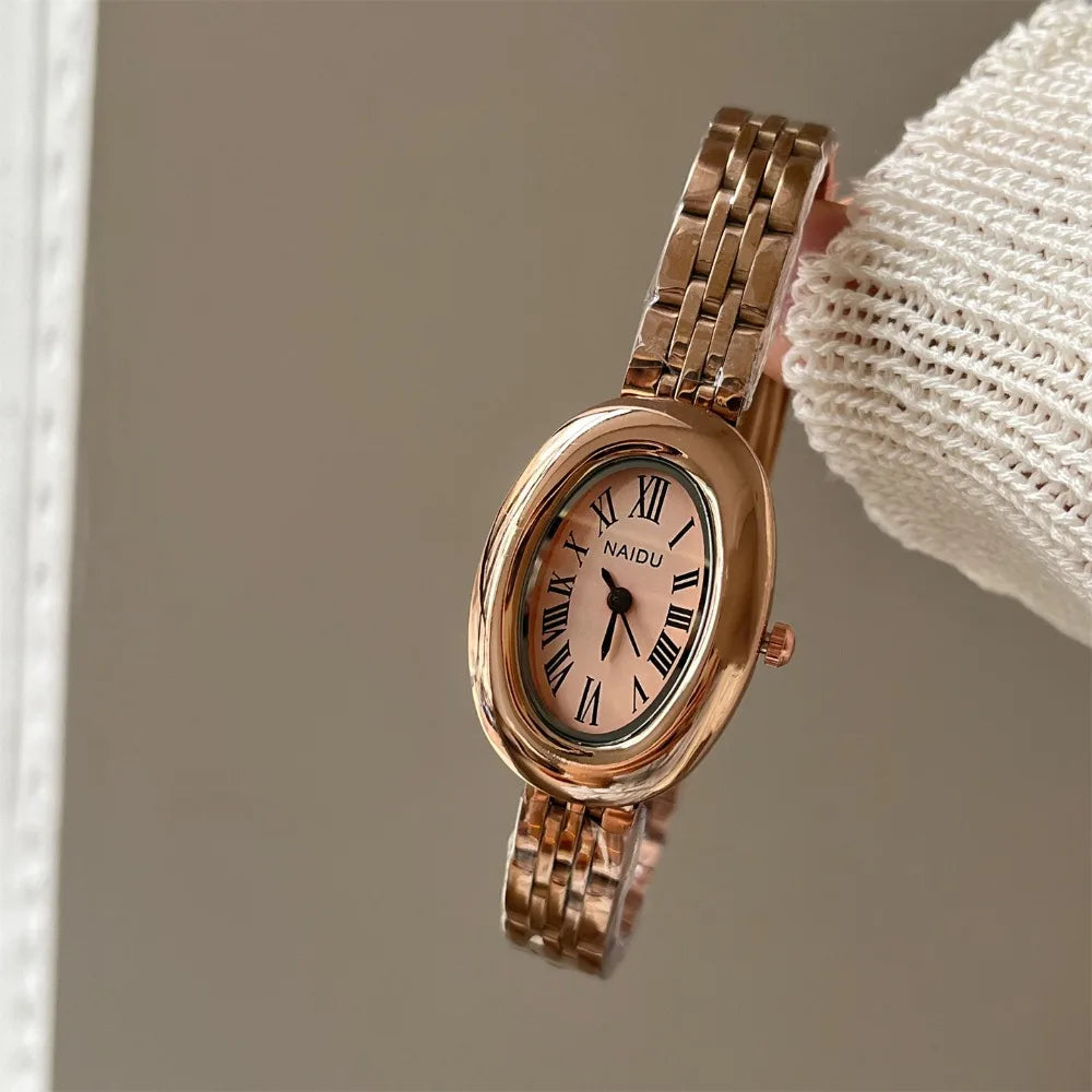 Oval Dial Small Gold Watch