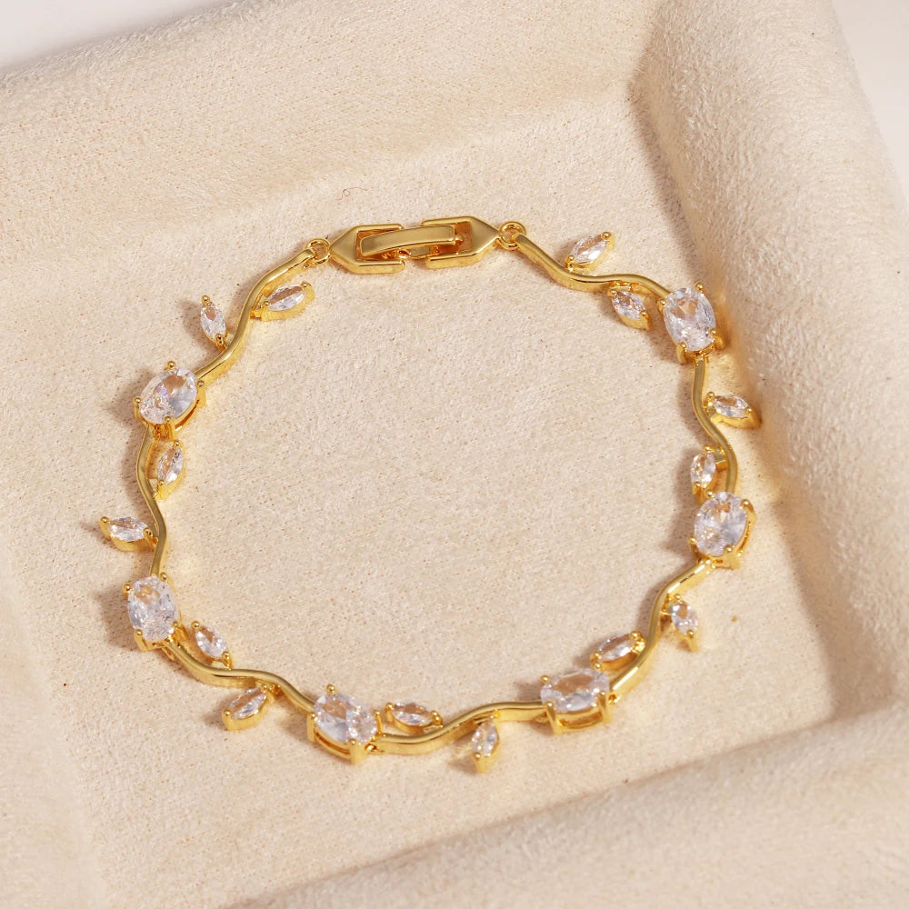 Zirconia Leaf Bridal Bracelets