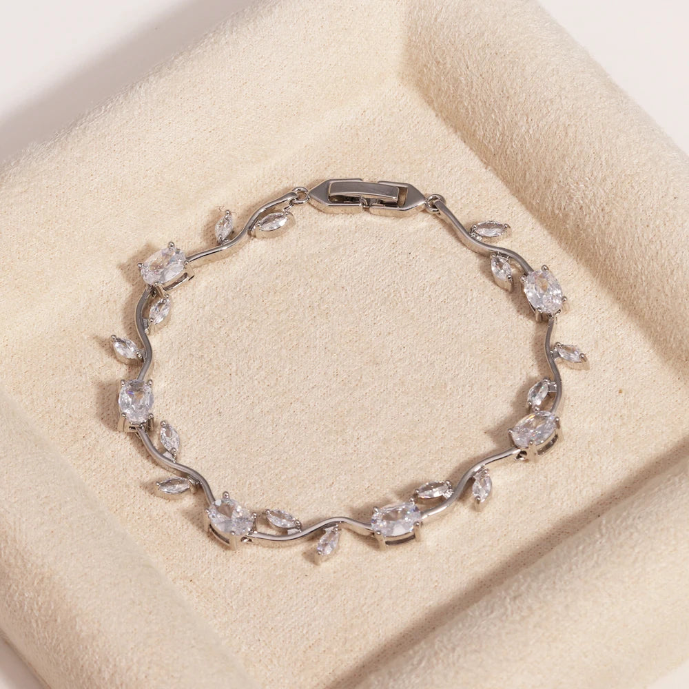Zirconia Leaf Bridal Bracelets