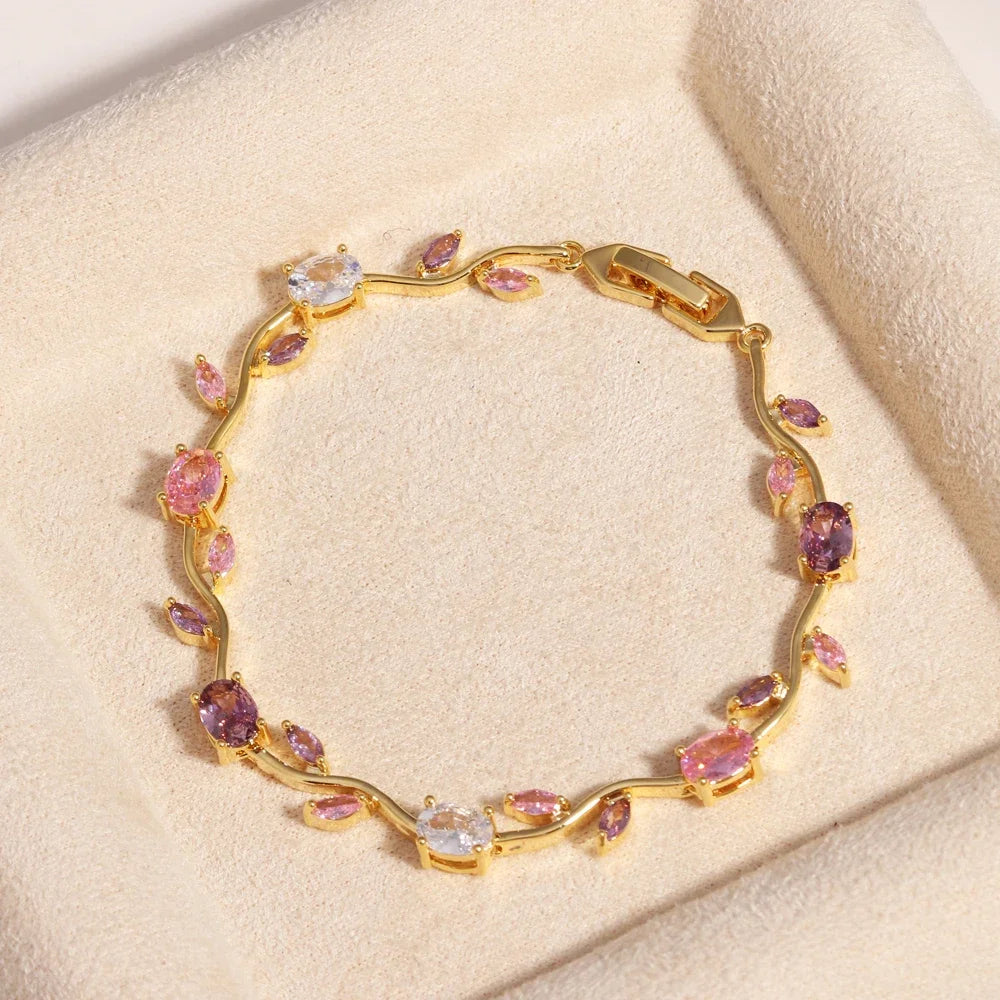 Zirconia Leaf Bridal Bracelets