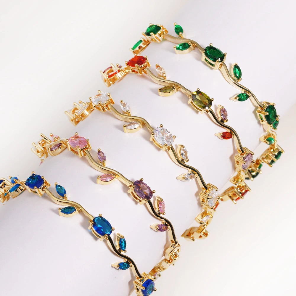 Zirconia Leaf Bridal Bracelets