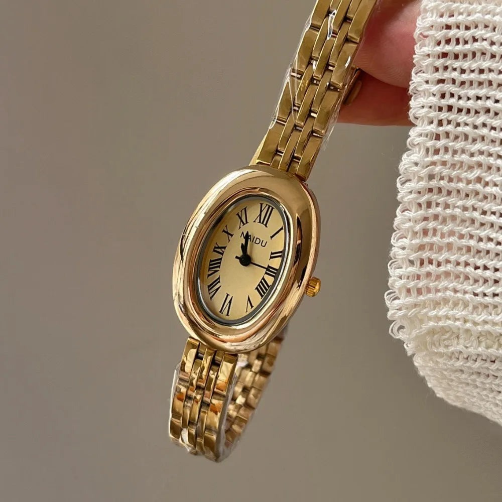 Oval Dial Small Gold Watch