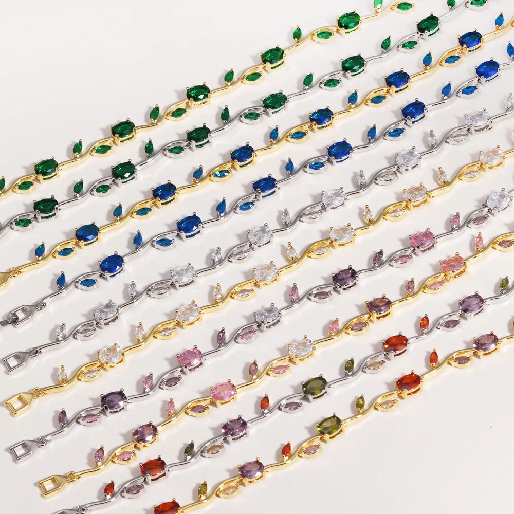 Zirconia Leaf Bridal Bracelets