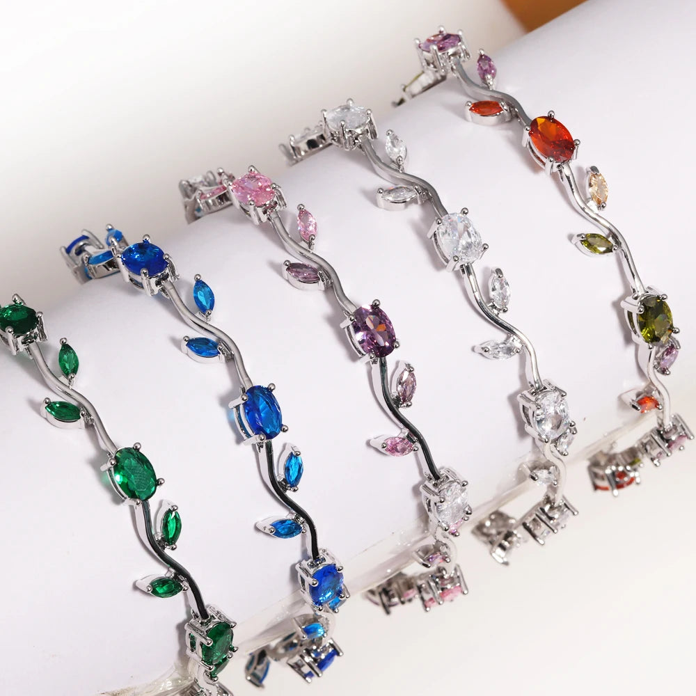 Zirconia Leaf Bridal Bracelets