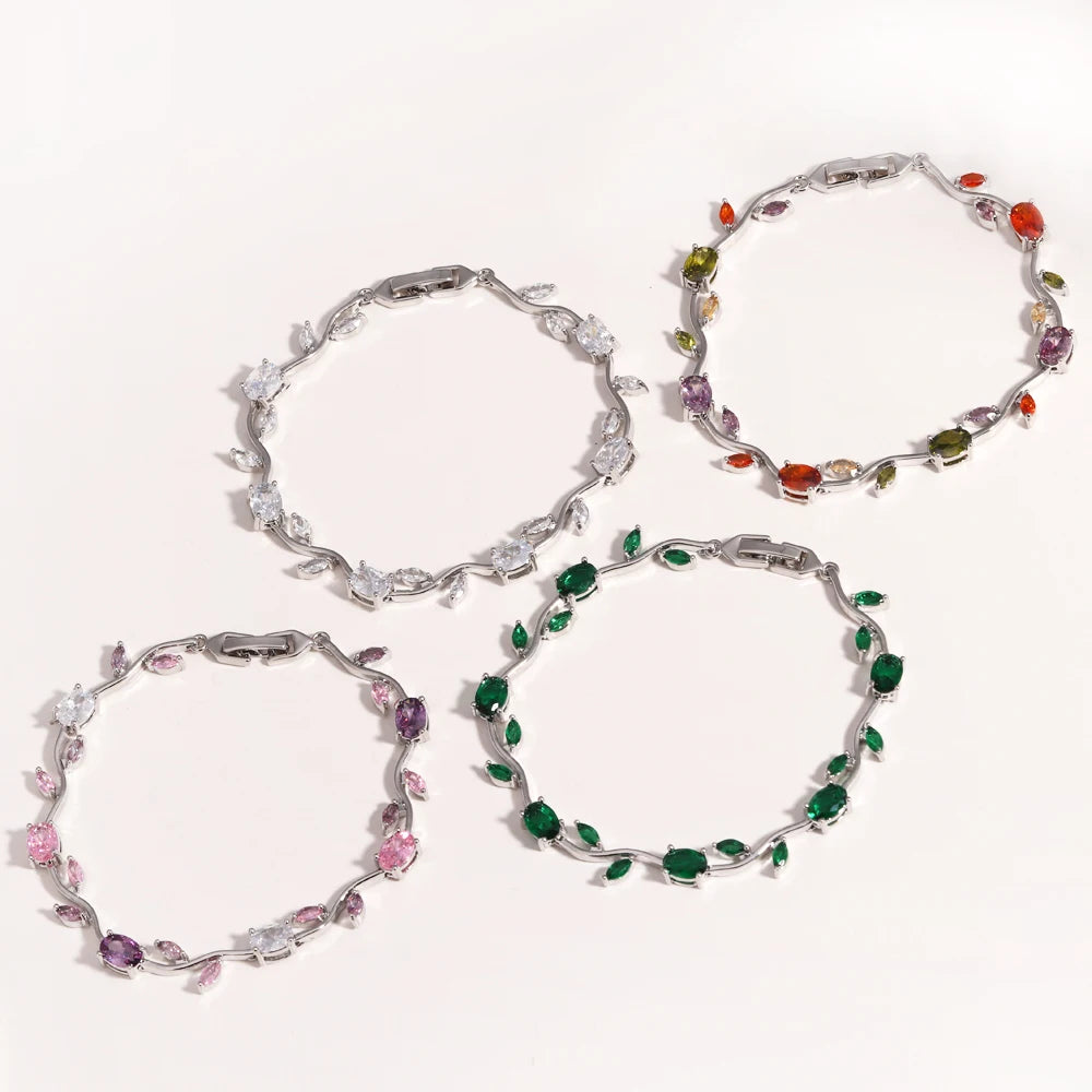 Zirconia Leaf Bridal Bracelets