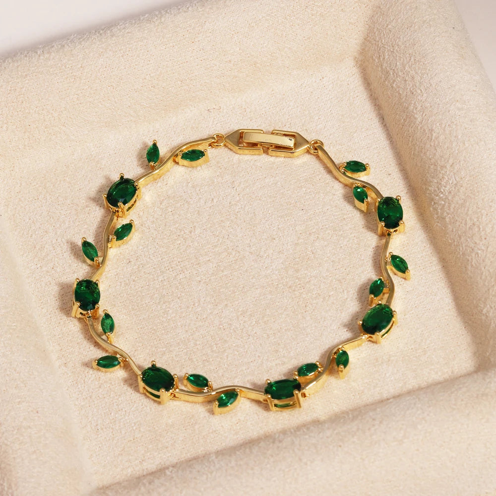 Zirconia Leaf Bridal Bracelets