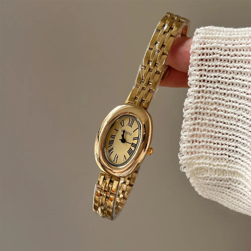Oval Dial Small Gold Watch