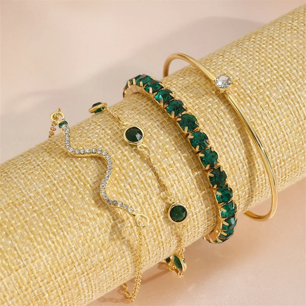 Snake Green Gemstone Bangle