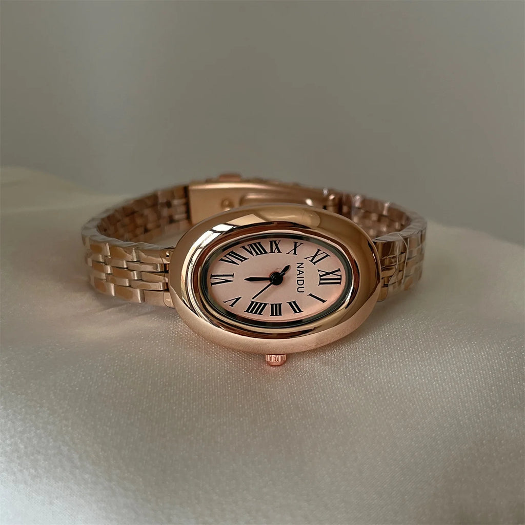 Oval Dial Small Gold Watch