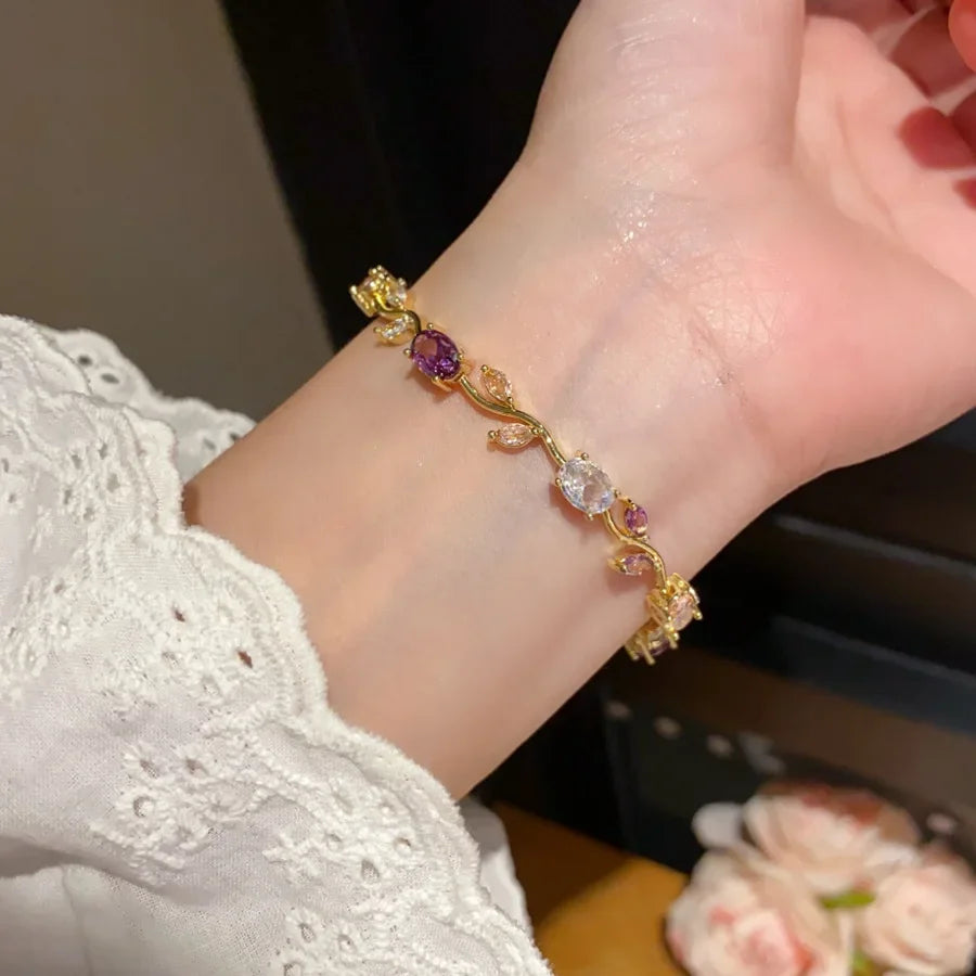 Zirconia Leaf Bridal Bracelets